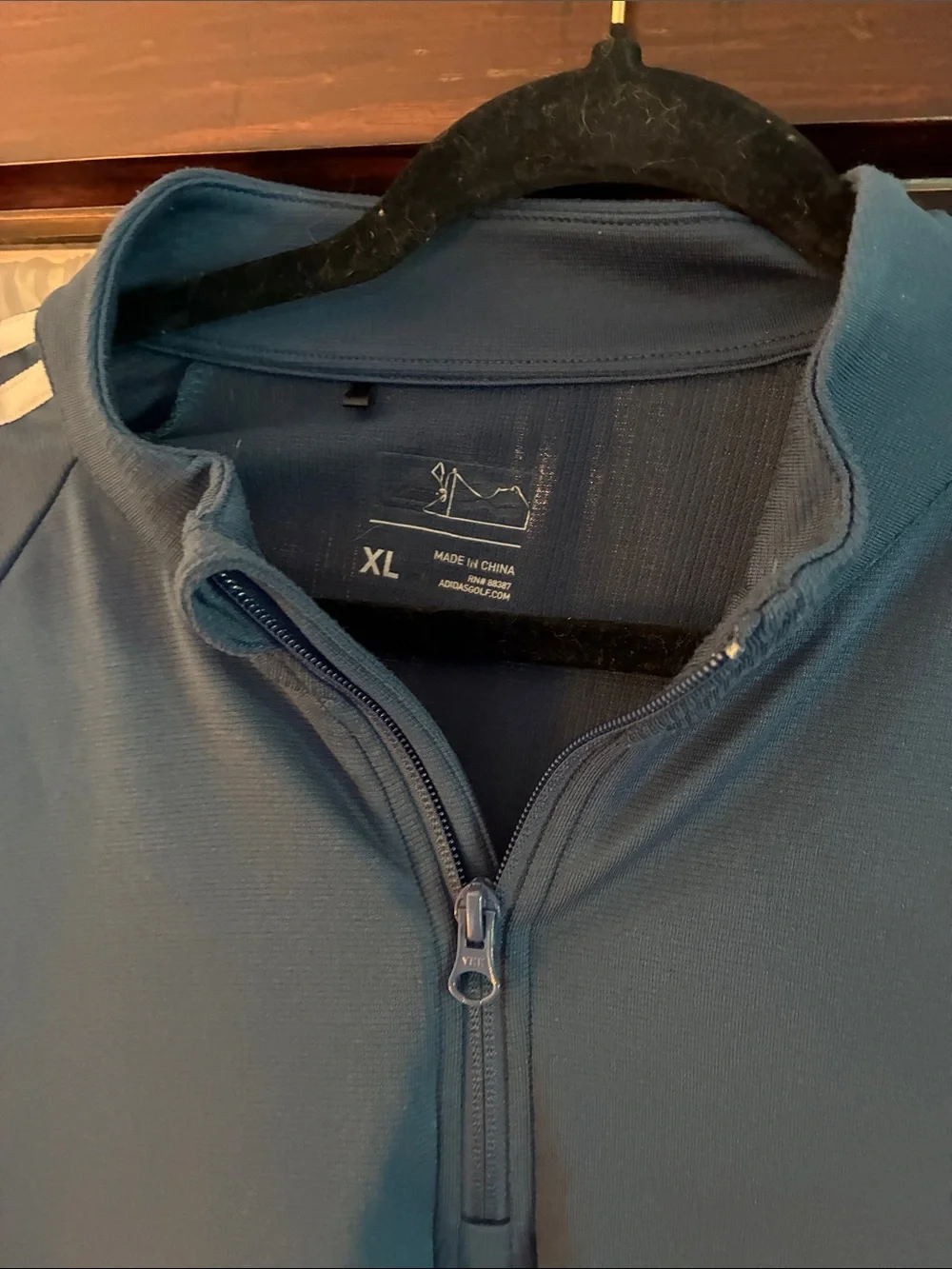 adidas Navy Quarter-Zip Performance Jacket with White Stripes